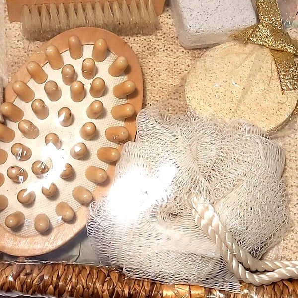 Essential Design 9 pc Luxury Bath Gift Set - Pumice Stone, Loofa, Scrub Brush