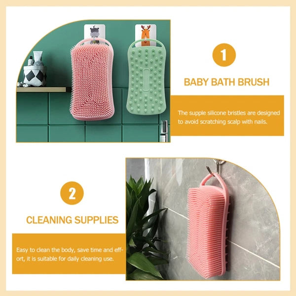 Portable Baby Bath Brush Household Bath Massage Brush Silicone Baby Shampoo