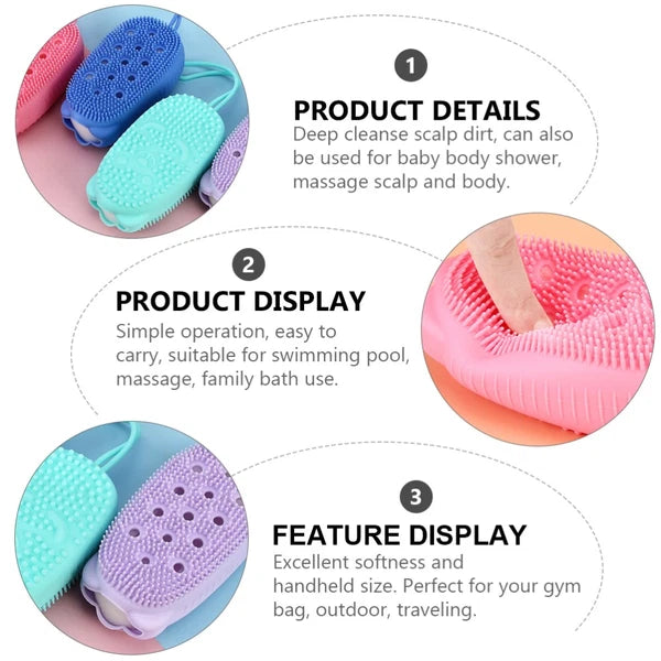 4 Pcs Silicone Bath Towel Men and Women Shower Exfoliating Brush Body