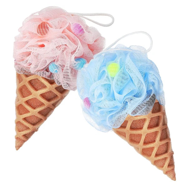 2 Pcs Cartoon Ice Cream Shower Ball Loofah Bath Brush Dad Scrub Back Scrubber