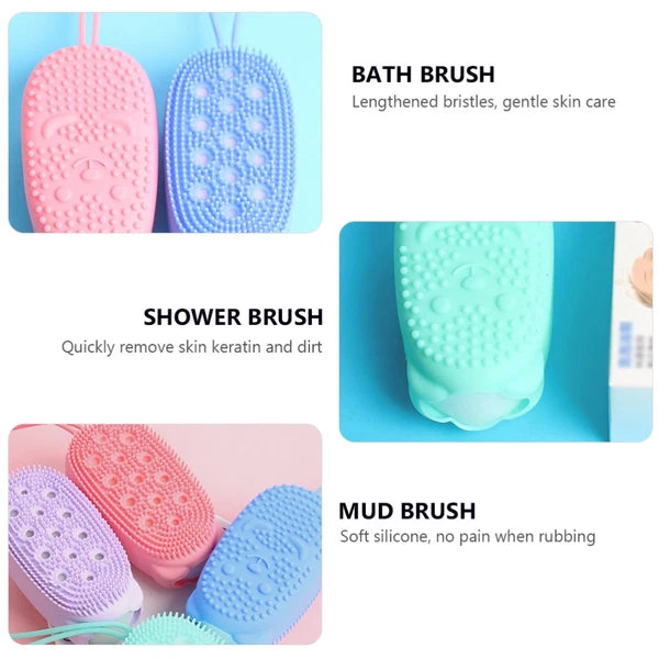 2 Pieces Bath Towel and Brush Child Man Scrubber Body Brushes for Shower