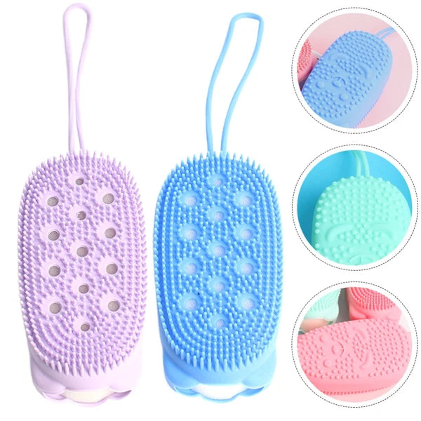 2 Pieces Bath Towel and Brush Child Man Scrubber Body Brushes for Shower