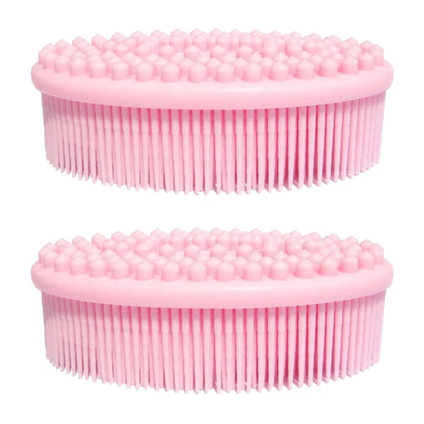 2 Pcs Massage Shampoo Brush Elder Silicone Shower Bathing Scrubber