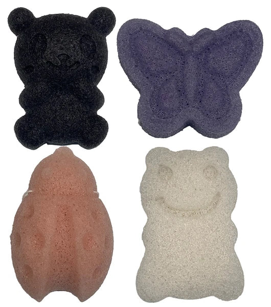 4 Cute Animal Konjac Natural Plant Based Baby Bath Sponge Toy Sensitive Skin