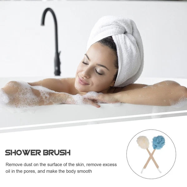 2 Pcs Shower Scrubber Bathing Brushes with Long Handle