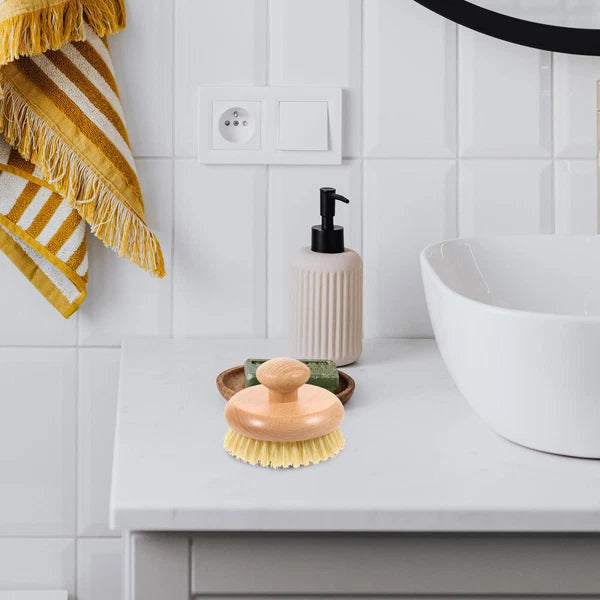 1pc Household Bath Brush Massage Brush Round-shaped Handle Cleaning Brush