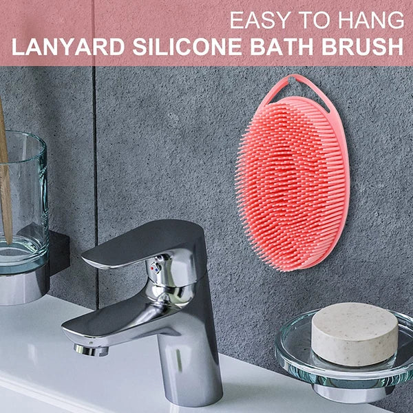 Premium 2-in-1 Silicone Bath and Shampoo Brush, Pink Exfoliating Scrubber