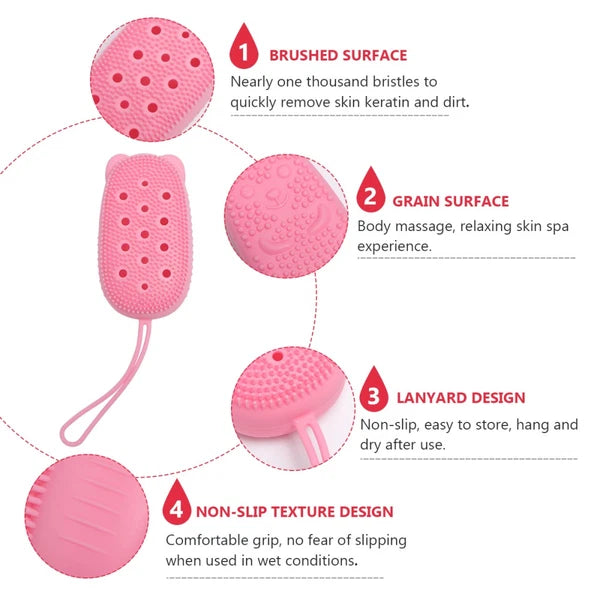 Skin Cleansing Brush Silicone Bath Scrubber Bath Body Brush Massaging Brush