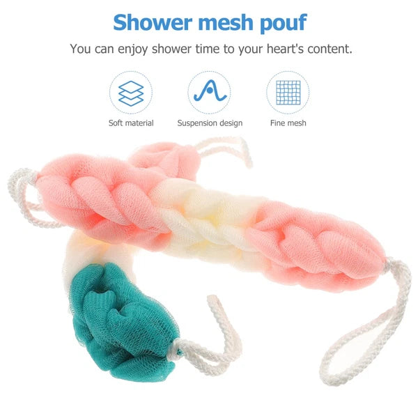3 Pcs Bath Towel Man Mesh Pouf Scrunchies Body Loofah Exfoliating Scrubber