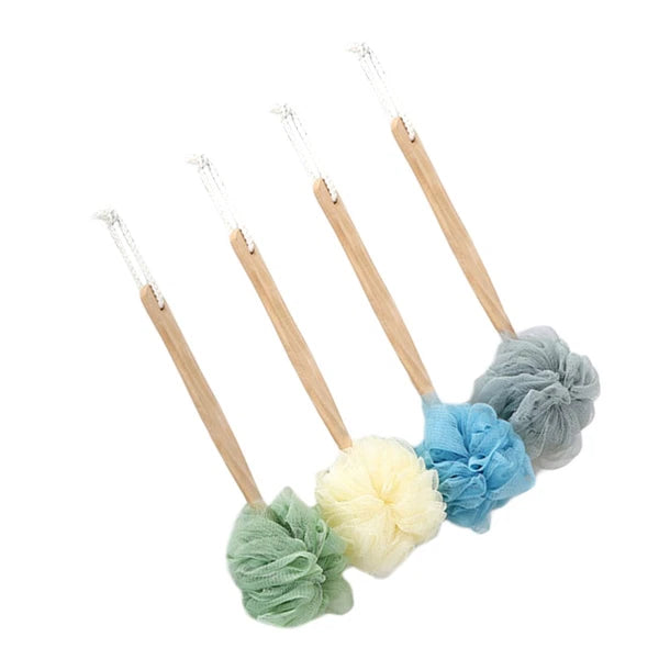 4 Pcs Wooden Handle Back Bath Brush Exfoliating Cleaning Scrubber Bathing Balls