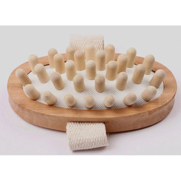 Massager Bath Brush Scrub for Shower Body Skin Exfoliating Wooden