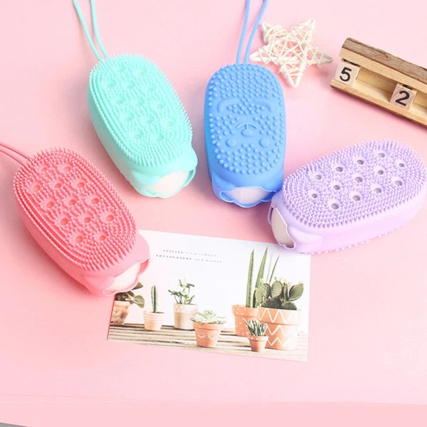 2 Pieces Bath Towel and Brush Child Man Scrubber Body Brushes for Shower