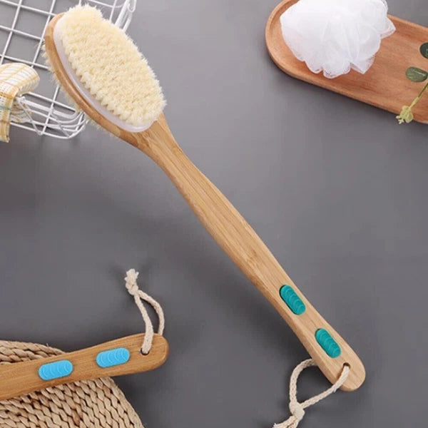 Long Handle Natural Wooden Bristle Bath Shower Body Brush Back Scrubber loofah