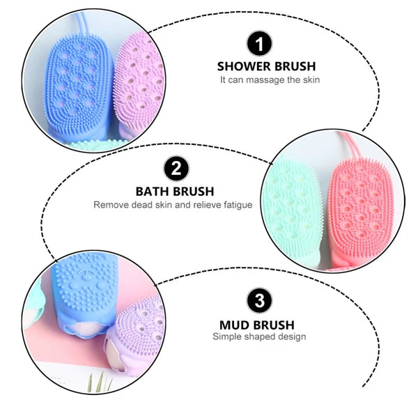 2 Pieces Bath Towel and Brush Child Man Scrubber Body Brushes for Shower