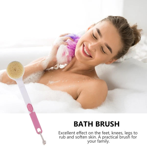 Long Handle Bath Brush Household Rub Back Brush Bathing Accessories (Pink)