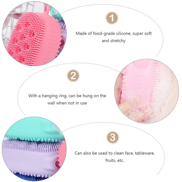 4pcs Silicone Bathing Brushes Double-sided Skin Massager Brushes Random Color