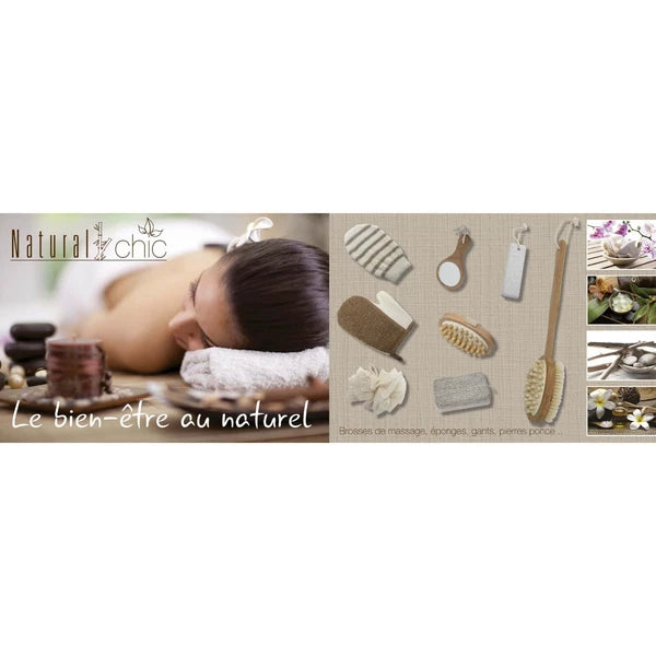Spa Wellness Natural Wood Handheld Massager and Sponge Brushes