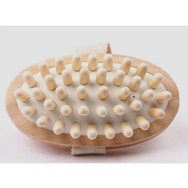 Massager Bath Brush Scrub for Shower Body Skin Exfoliating Wooden