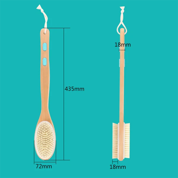 Long Handle Natural Wooden Bristle Bath Shower Body Brush Back Scrubber loofah