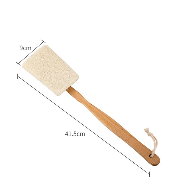 2-Pack Natural Loofah Exfoliating Bath Brush with Long Wooden HandleLoofah Ex...