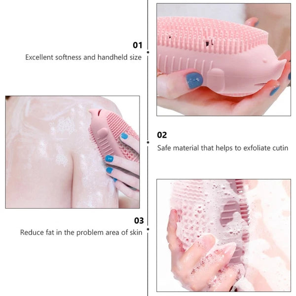 Bath Brush Silicone Body Scrubber Shower Child Baby Portable Double Sided