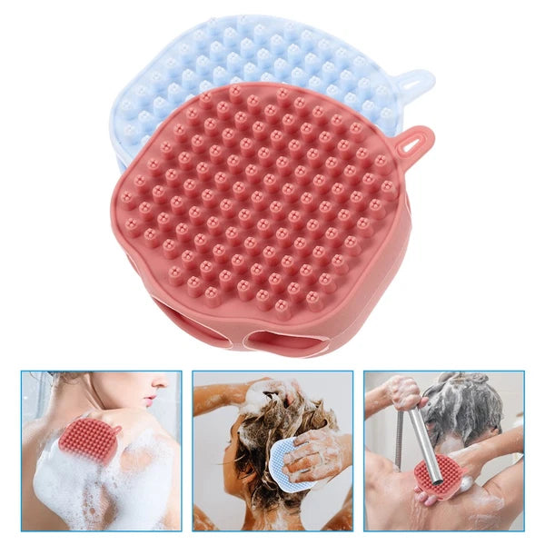 2 Pcs Shampoo Bath Brush Child Travel Silicone Body Shower Exfoliator