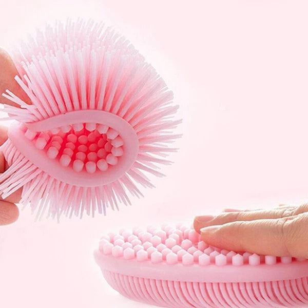 2 Pcs Massage Shampoo Brush Elder Silicone Shower Bathing Scrubber