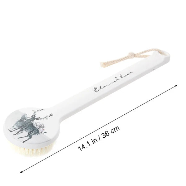 Long Handle Bath Scrubber Printed Exfoliating Shower Brush (Wapiti)