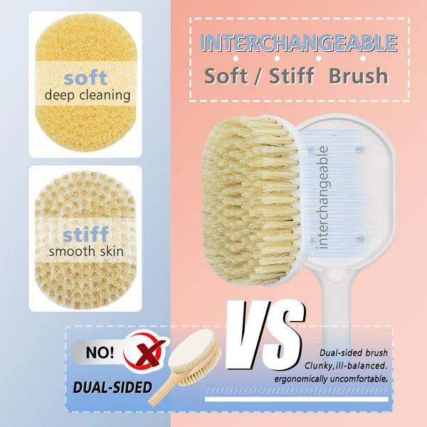 Portable Shower Brush,Long Curved Foldable Handle with Soft and Stiff Bristle...