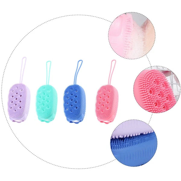4pcs Silicone Bathing Brushes Double-sided Skin Massager Brushes Random Color