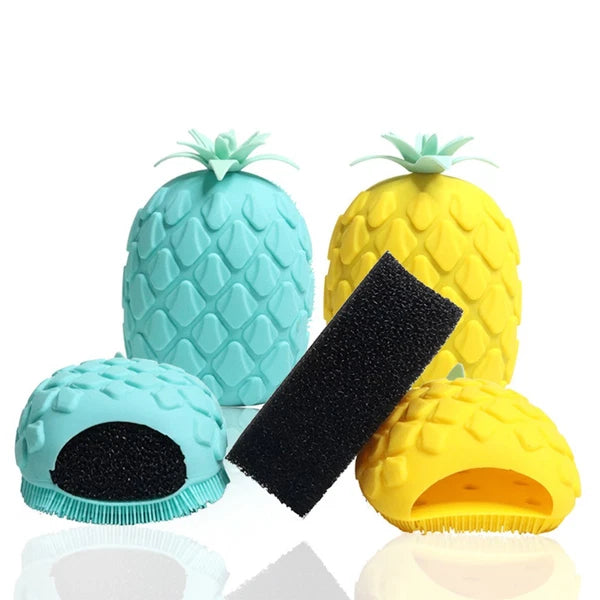 3 pcs Silicone Bath Brush Cartoon Pineapple Shape Body Shower Brush Body