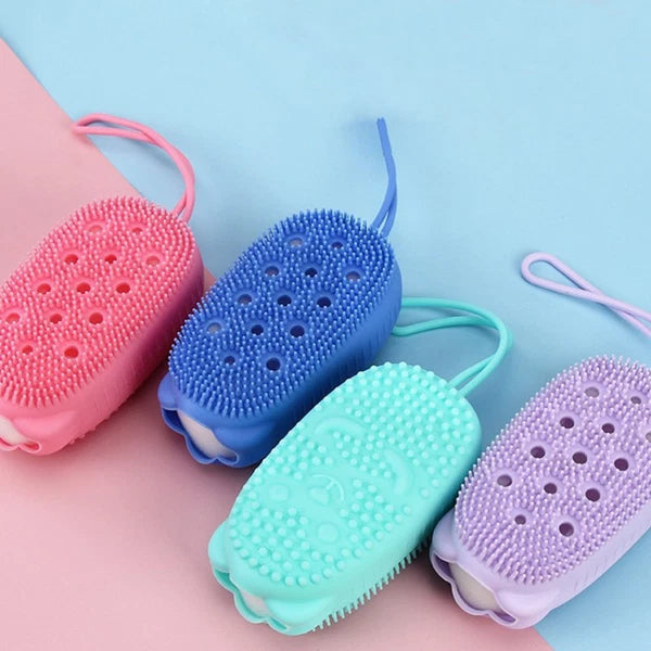 4 Pcs Silicone Bath Towel Men and Women Shower Exfoliating Brush Body