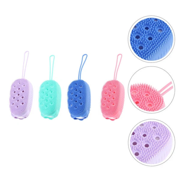 4pcs Silicone Bathing Brushes Double-sided Skin Massager Brushes Random Color