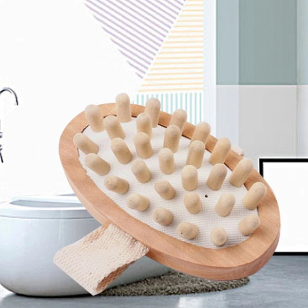 Body Massage Bath Brush Wooden Massage Round Bath Bathroom Accessories (