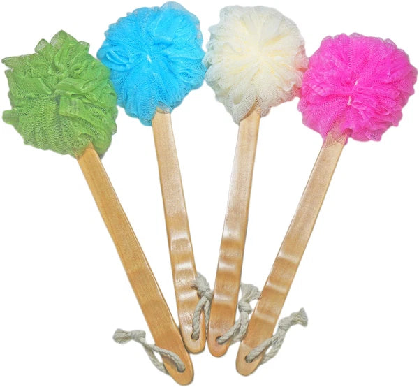 4 Pack Long Handled Exfoliating Loofah Back Scrubber Bath Body Sponge for Shower