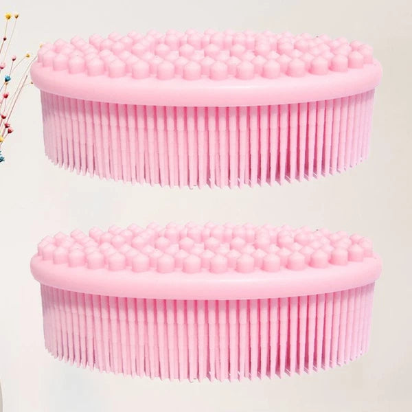 2 Pcs Massage Shampoo Brush Elder Silicone Shower Bathing Scrubber