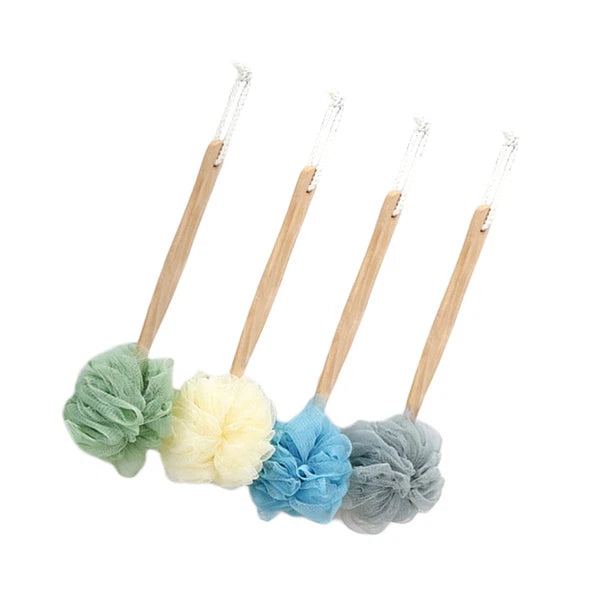 4 Pcs Wooden Handle Back Bath Brush Exfoliating Cleaning Scrubber Bathing Balls