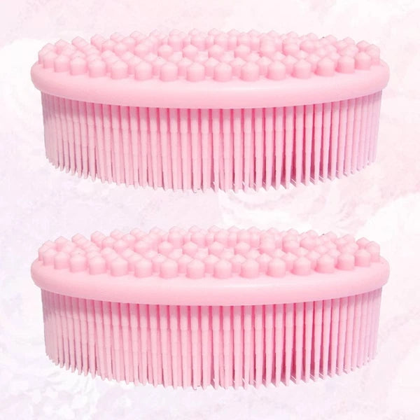 2 Pcs Massage Shampoo Brush Elder Silicone Shower Bathing Scrubber