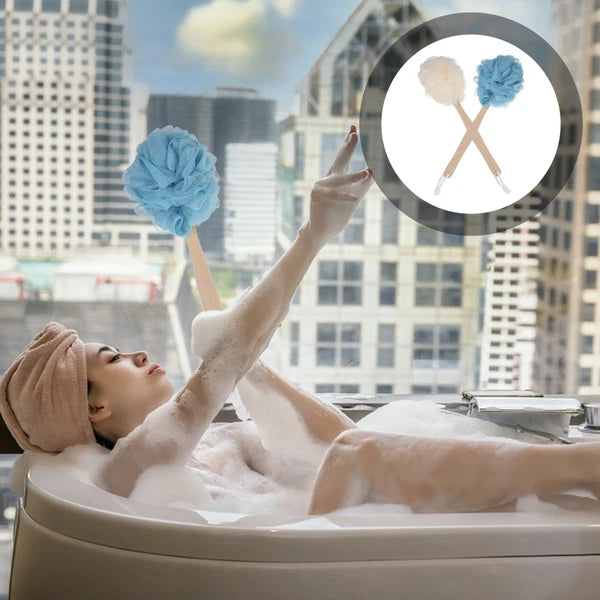 2 Pcs Long Handle Bath Brush Soft Back Scrubber Shower