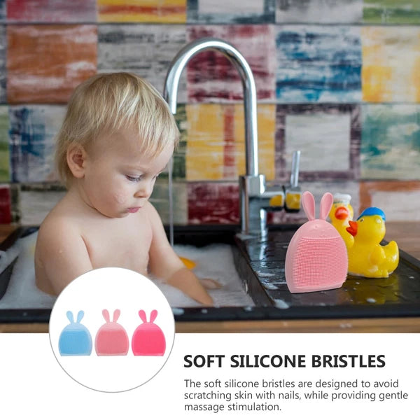 3pcs Baby Kids Exfoliating Massaging Silicone Bath Shower Shampoo Brushes