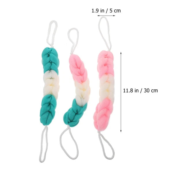 3 Pcs Bath Towel Man Mesh Pouf Scrunchies Body Loofah Exfoliating Scrubber