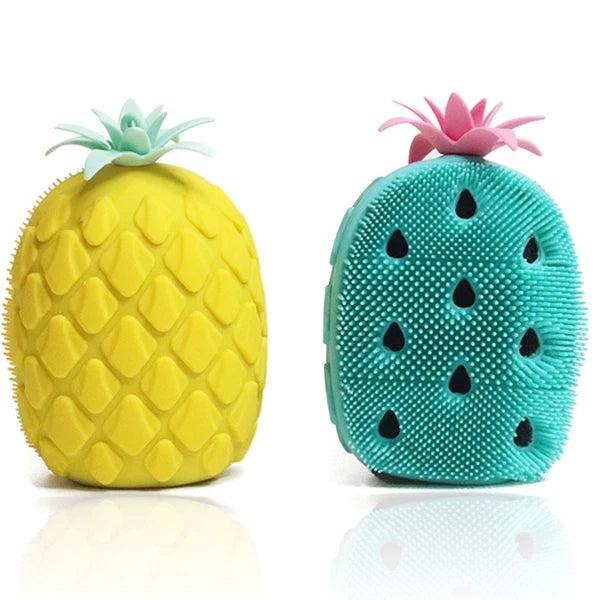 3 pcs Silicone Bath Brush Cartoon Pineapple Shape Body Shower Brush Body