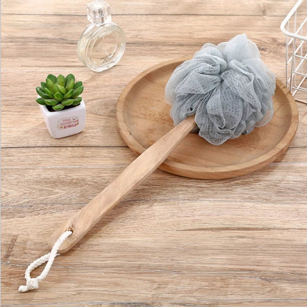 4 Pcs Wooden Handle Back Bath Brush Exfoliating Cleaning Scrubber Bathing Balls