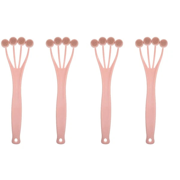 4 Pack Exfoliating Bath Brush Body Scrubber for Shower Long Handle