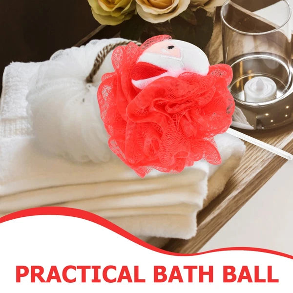 3 Pcs Christmas Bath Ball Doll Toddler Cute Loofah Shower Cleaner Brush