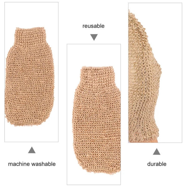 2Pcs Spa Exfoliating Bath Gloves for Deep Clean Ramie Jute Scrubber