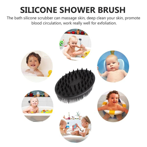 2 PCS Silicone Shampoo Brush Woman Baby Body Shower Scrubber Hair Infant Bath