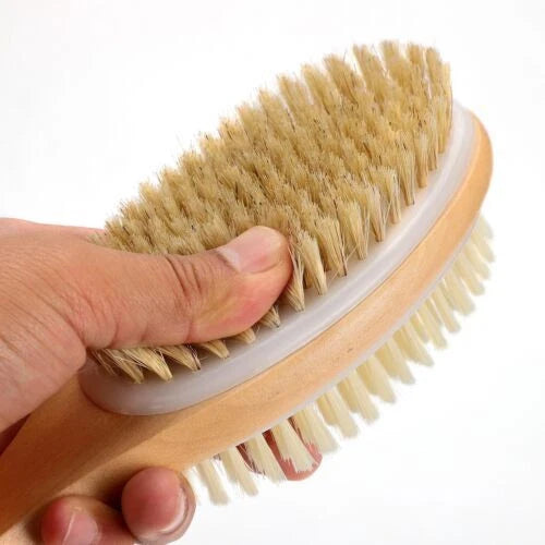 Long Handle Natural Wooden Bristle Bath Shower Body Brush Back Scrubber loofah