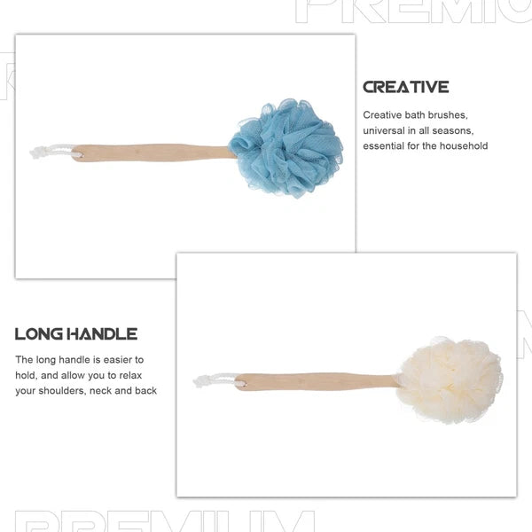 2 Pcs Long Handle Bath Brush Soft Back Scrubber Shower