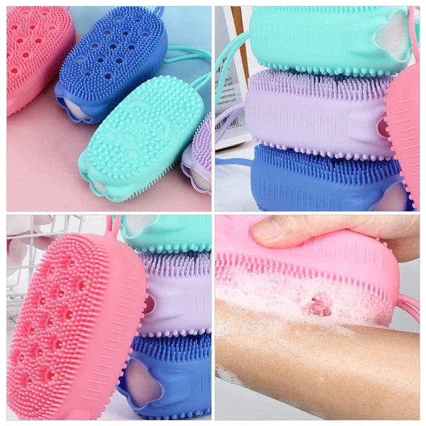 4pcs Silicone Bathing Brushes Double-sided Skin Massager Brushes Random Color